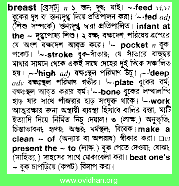Meaning of breast with pronunciation - English 2 Bangla / English