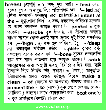 Meaning of breast with pronunciation - English 2 Bangla / English Dictionary