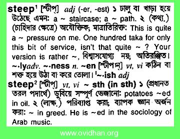 Meaning of steep with pronunciation - English 2 Bangla / English Dictionary