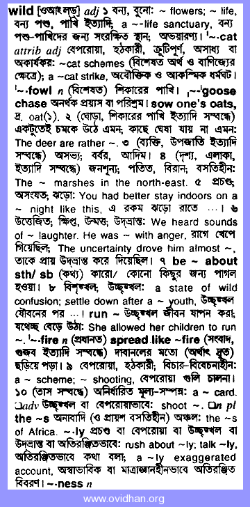 Meaning of wild with pronunciation - English 2 Bangla / English Dictionary